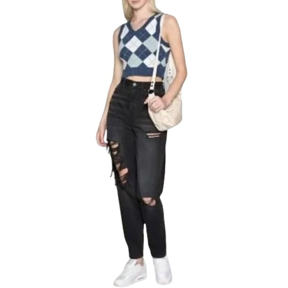 NWT AMERICAN EAGLE Relaxed Mom Jean 00 Destroyed
